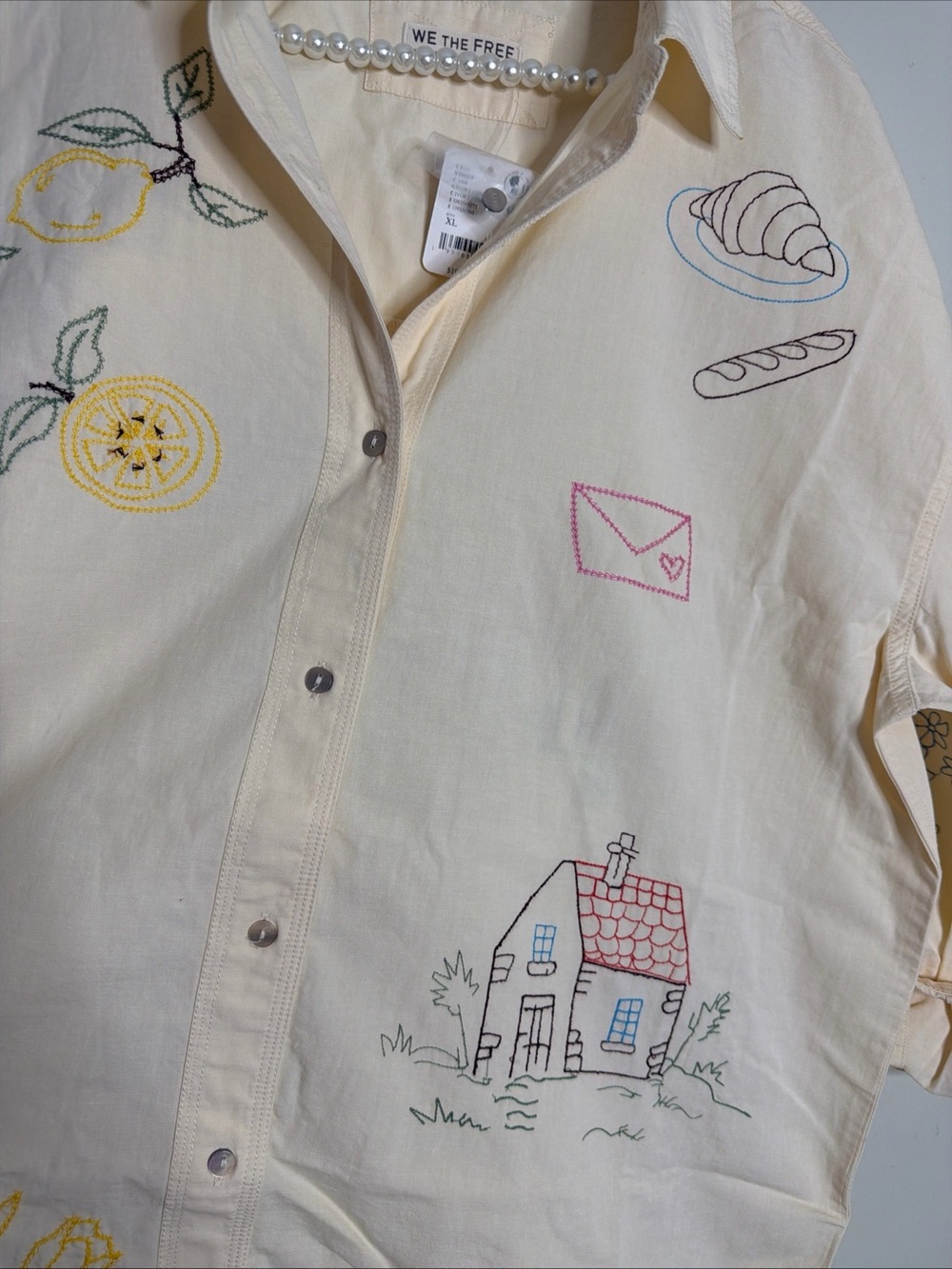 We The Free People Spring Villa Button Down Embroidered Cute Shirt Top - Picture 5 of 7